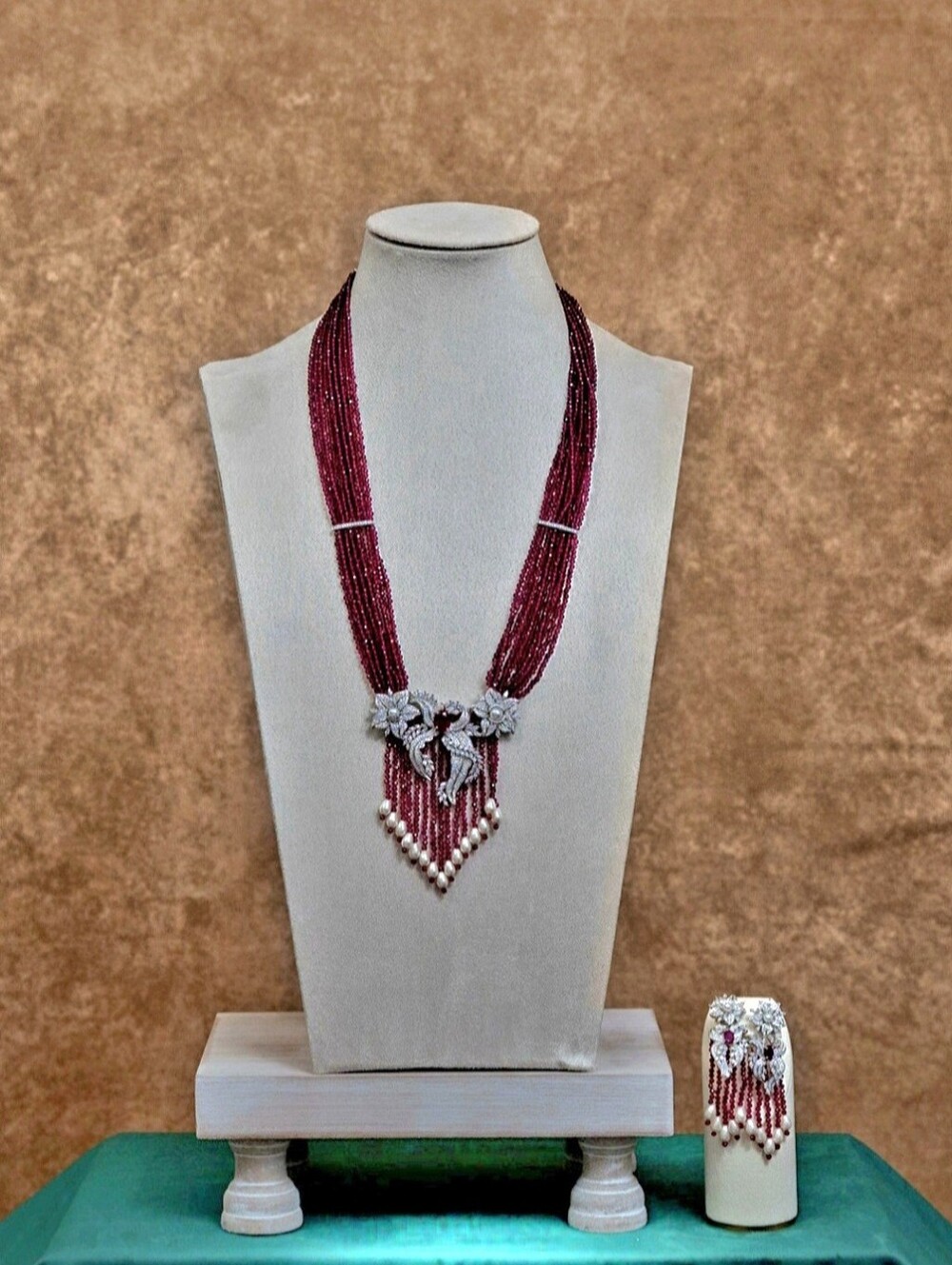 Luxury Crystal Beaded Necklace Earring Set in 5 Colors By Sama Heritage$275 EACH